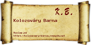 Kolozsváry Barna névjegykártya