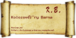 Kolozsváry Barna névjegykártya